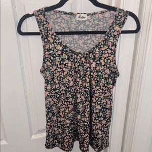 Pulse Floral Sleeveless Top - Black with Floral Design